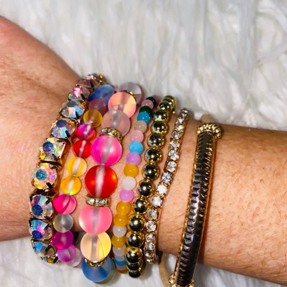 Mermaid moonstone bracelet stack - Picture 2 of 3